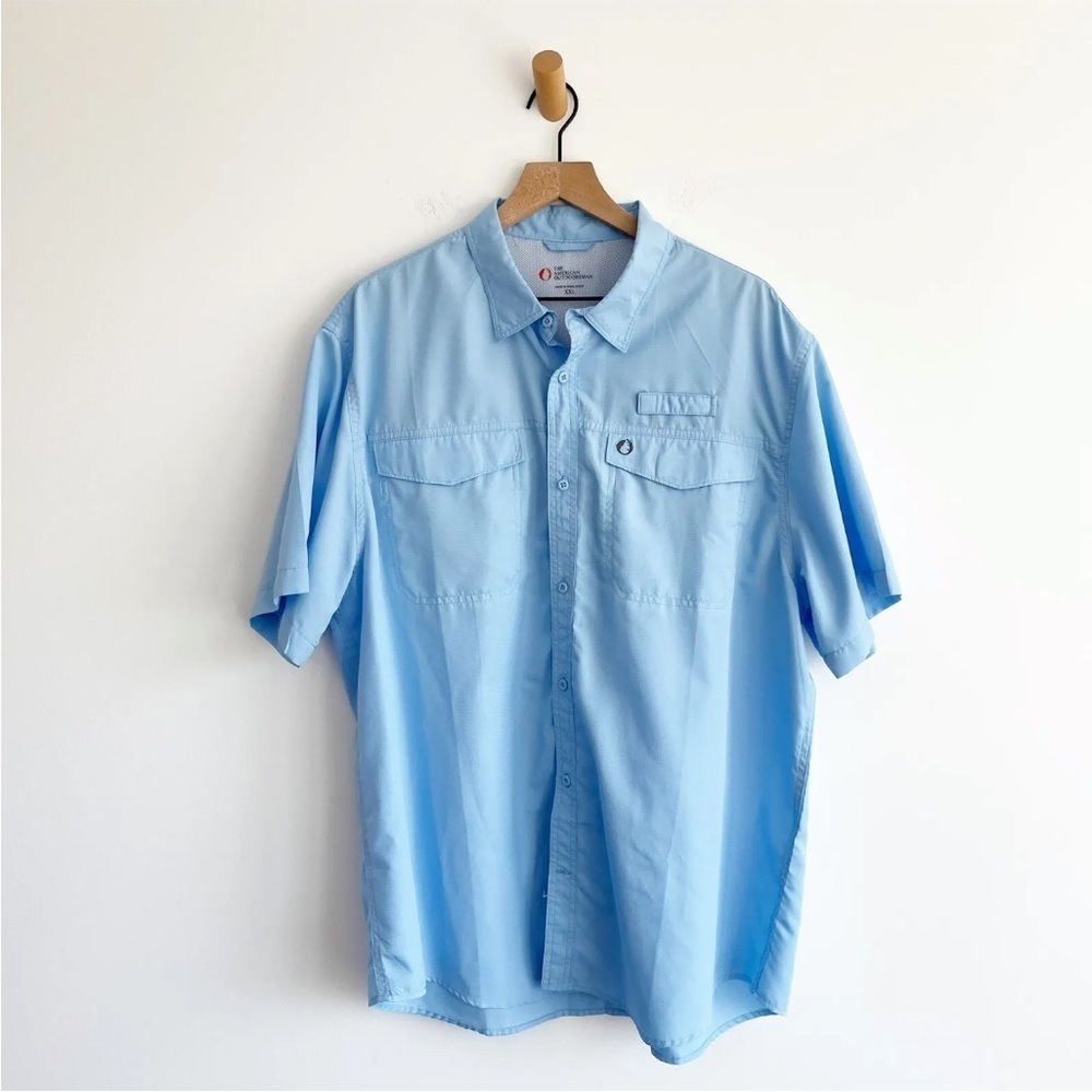 The American Outdoorsman Lightweight Back Vent Fishing Hiking Shirt Blue XXL